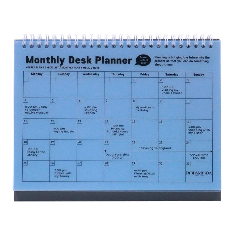สมุดแพลนเนอร์แบบตั้งโต๊ะ Ropamoda month Desk planner สีฟ้า